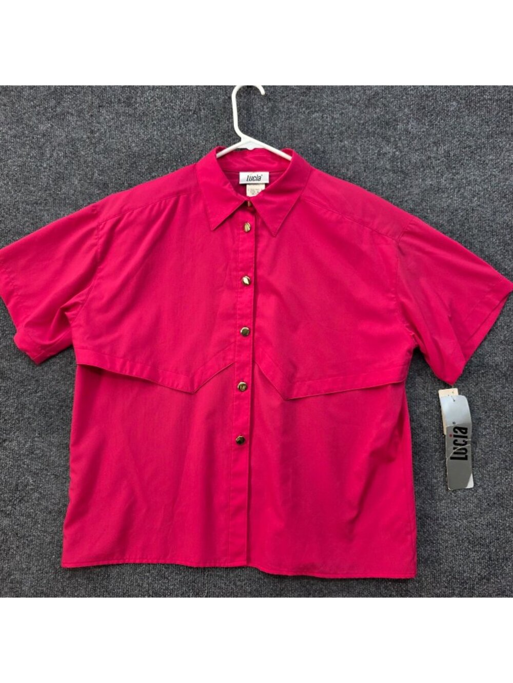 Vintage 90s Lucia Button Up Shirt 16 Hot Pink USA Vibrant Barbiecore Dopamine